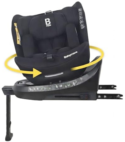 Babymore i-Size Shea 360 Car Seat with ISOFIX - Every Stage Car Seat, 0-12 Years, Swivel Reclining Seat, 5-Point Harness, Rearward and Forward Facing, 15-Position Headrest, UN R129 Certified (Black)
