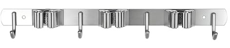 Broom Holder - Stainless Steel Dustpan Organization Holder | Heavy Duty Broom and Mop Storage Rack | for Brush Duster Kitchen Garden Utility Room Closet Home Breakroom