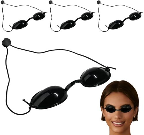 SEASJHBAY 4 Stück Solarium Brille, Geeignet für Solarium Schutzbrille, Augenschutz Solarium, Sonnenbank Brille mit UV Schutz, Laserschutzbrille für IPL Haarentfernung & Infrarot Therapie, Schwarz