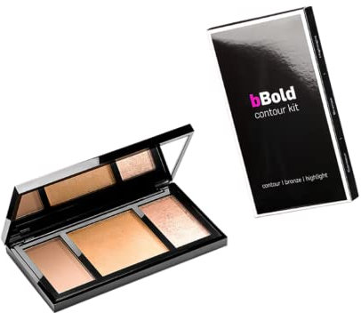 bBold Contour Kit: Contour, Bronze, Highlight: Makeup Palette Powder Kit with Mirror: Vegan, Paraben Free & Cruelty Free