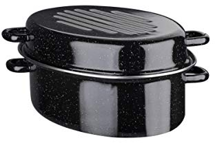 GSW Stahlwaren GmbH Oval Bräter, schwarz, 38 x 18 cm, 9 Liter