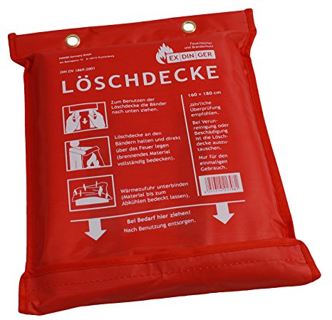 EXDINGER Feuerlöschdecke 160x180 cm gemäß DIN EN 1869:2001 (auch für Fettbrände)