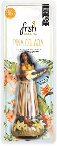 FRSH Scents FR9750 Car Air Freshener 3D Hula Girl with Pina Colada Fragrance, Beige