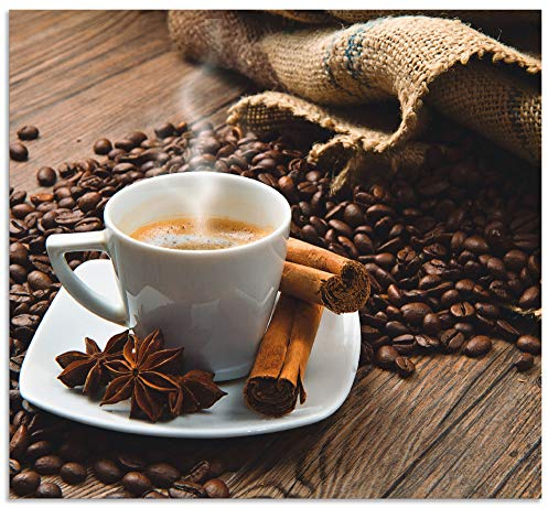 ARTland Spritzschutz Küchenrückwand aus Alu für Küche Herd Spüle 60x55 cm (BxH) mit Motiv Getränke Kaffee Coffee Cafe Bistro Kaffeebohnen Dunkel S6BQ