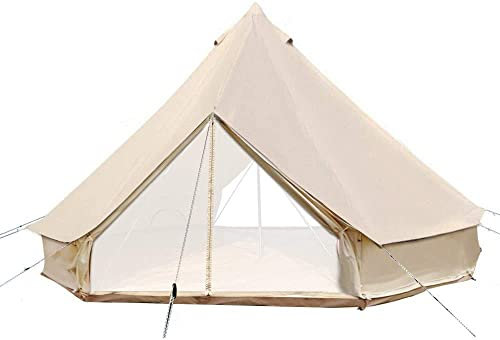 Sport Tent SportTent 4-Season Large Beige Luxury Camping Cotton Canvas Bell Tent Double Doors Camping Hunting Tent with and Stove Jack Hole(With Stove Hole, 6M/19.6ft)