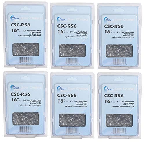 6-Pack 16-Inch Chainsaw Chain Replacement for Dewalt DCCS670X1 - (16, 3/8.043, 56 Drive Links)
