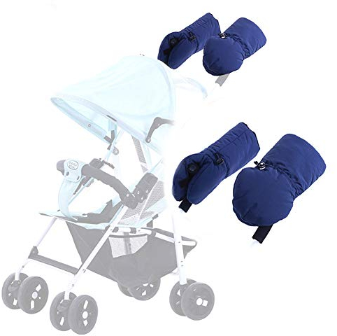 NANANA Kinderwagen Handwärmer, Kinderwagenhandschuhe, Fleece Hand Muff Windundurchlässige wasserdichte, Universalgröße für Kinderwagen Pram, Atmungsaktiv Fingerwärmer, 29x17cm,Blau