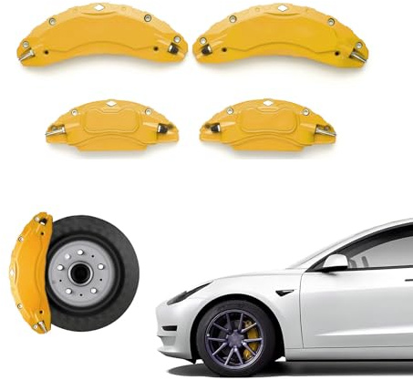Weishine - Caliper Covers for Tesla model 3 18 (235/45) 19 (235/40) 2017 2018 2019 2020 2021 2022 2023 18/19 inch car calliper -Tesla Model 3 Accessories(Yellow)