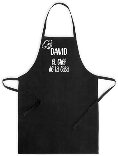 SAQUITOMAGICO Delantal. Personalizado con tu Nombre. Soy el/la Chef de la casa!! (negro)