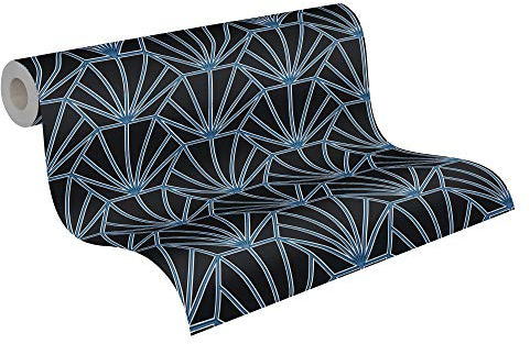Geometric Wallpaper Daniel Hechter 6 A.S. Création Non-Woven 10.05 m x 0.53 m Black Blue White Made in Germany 375282 37528-2