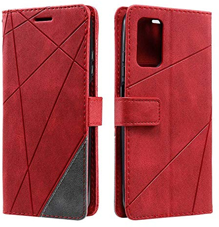 SONWO Coque pour Xiaomi Poco M3, Etui en Cuir PU Portefeuille Housse Fermeture Magnétique und Flip pour Xiaomi Poco M3, avec Fermeture Magnétique, Rouge
