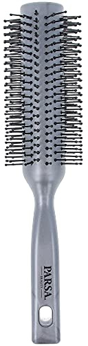 PARSA Beauty Volumenbürste Unicolor | kleine Rundföhnbürste mit Kunststoffpins, Föhnbürste für extra Volumen und Fülle, kurzes bis halblanges & feines Haar, Silber