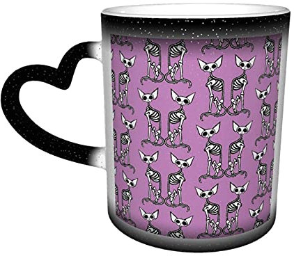 Keramik Tasse Sphynxiebonez Jugendstil Rücken an Rücken in Lavendel Wärmeempfindliche Farbe wechselnden Becher in den Himmel Kaffeetassen