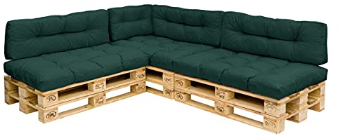 Royal Schneider Set Sitzkissen Rückenkissen Palettensofa Palettenpolster - 7er Set - 3Stk. 120x80 + 3Stk. 120x40 + 1Stk. 60x40, Farbe - Flaschengrün