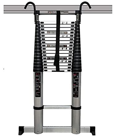 XHP Extra hohe Teleskopleiter 2m 3m 4m 5m 6m 7m 8m ausziehbare Aluminiumleiter mit Sicherheitshaken Faltbare Teleskop Verlängerungsleiter für den Aufstieg im Dachgeschossbüro Belastung 150kg