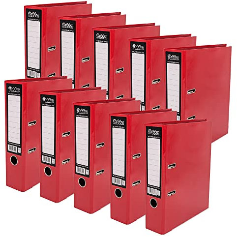 Pukka Pad, Brights A4 Lever Arch Files – 10 Pack – 70mm Spine with Customisable Label for Large Amounts of Documents and Thumb Hole Retrieval – 32 x 28cm, Red