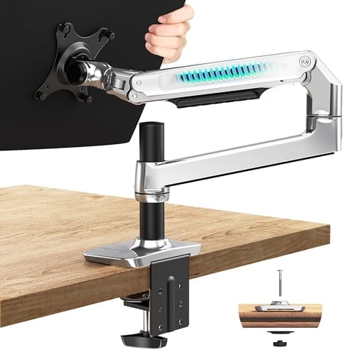 Ergounion Monitor Halterung für 13-40 Zoll Flach- und Curved-Bildschirme, Einstellbare VESA Tischhalterung für 1 Monitor, Aluminium