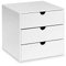 OSCO White Hi-Gloss Plastic Cube, 3 Drawers, Not A4 Size, Small Item Storage, Stackable, Makeup Container, Jewellery Box, Compact Organiser, White, 16,5 x 16,5 x 16,5 cm (6,5 x 6,5 x 6,5 Inch)
