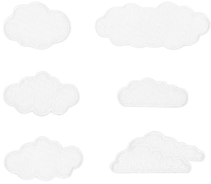 FAVOMOTO Patch Wolken 6 Stücke Wolkenform Stickerei Appliques Kleidung Patches Stickerei Patches für Kleidung Jacke Jeans Spitze Applique Diy Kleidung Dekorationen
