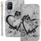 Bartern Handyhülle für OnePlus 8T Klappbar,Herz(Liebe)+ Blumen OnePlus 8T Hülle,PU Leder Wallet Schutzhülle Tasche Klapphülle mit Kartenfach Magnetverschluss Standfunktion,Schwarz