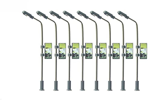 WANGCL 8PCS Modello Ferroviario Treno lampioni lampione LED Lampade in Metallo a Testa Singola illuminata Street Light Ho OO Scale