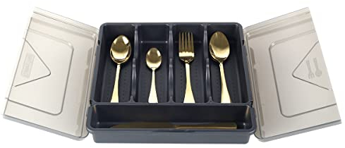 AoHao Besteckkasten Mit Transparentem Deckel, 31x30.5x5cm Besteckkasten Für Schubladen Tragbar Besteckeinsatz Versiegelte Staubdichte Organizer Für Besteck, Utensilien Aufbewahrungsbox