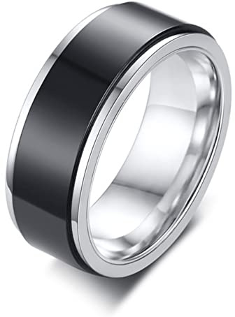 HCMA Schwarz und Silber Farbe Titan Stahl Paar Schmuck Doppelschichtige Eheringe für Frauen Männer Jahrestagsgeschenk