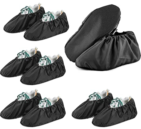 TSHAOUN 4 Paare Rutschfeste Wiederverwendbare Schuh Abdeckungen Antislip Überschuhe, überschuhe Staubfrei con Anti-Rutsch Sohle für Haushalt Teppich Bodenschutz, die Hausreinigung (Schwarz)