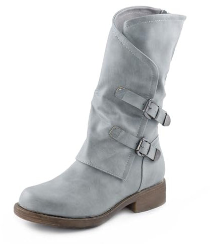 Toocool - Stivali donna biker boots fibbie anfibi motociclista scarpe casual G620 (blu, 37)