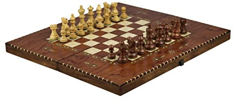 Jeu d'échecs et de backgammon Rural Rosewood Sheesham Classic Staunton Pièces 50,8 cm