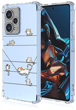 TAUYN Funda para Xiaomi Redmi Note 12 Pro 5G, Ultra Slim Transparente Silicona Gato Iindo Patrón Girls Carcasa, TPU Bumper Shock-Absorción Case Cover, Gatito