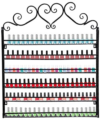 Estantería de metal para pintauñas de 6 niveles para almacenamiento de esmalte de uñas, color negro