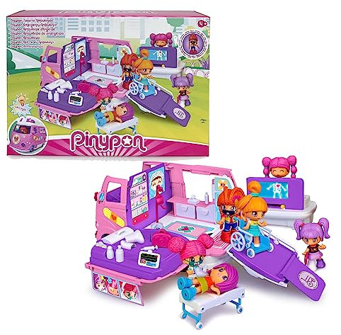 Pinypon - Krankenwagen, Krankenhaus zu bringen, mit Sirenenlicht, Röntgengerät mit Licht und weiterem medizinischen Zubehör, inklusive Fahrerfigur, Famosa (PNY36000)