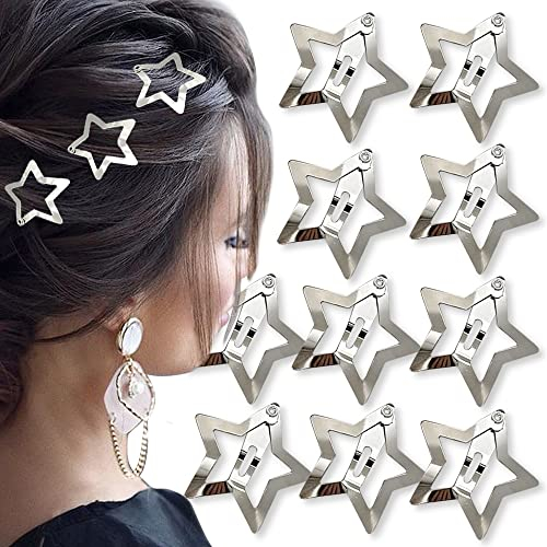 10 Stück Silber Stern Haarspangen Damen Haarklammer Klein Star Hair Clips Hair Accessories Women Silver Hair Clip Haarspange Silber Sterne Haarclips Haarklammern Mädchen Haarschmuck Metall Haarklemmen