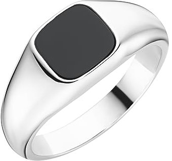 Giorgio Martello Milano Ring Ring Siegelring mit schwarzem Achat, Silber 925