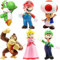 ZASHMART Super Mario Cake Topper, Mario Birthday Cake Topper Card with 6 Pcs Mario Action Figures, Birthday Cake Topping, Cake Decorations Toppers, Party Decorations toper for Fans of Mario Brothers