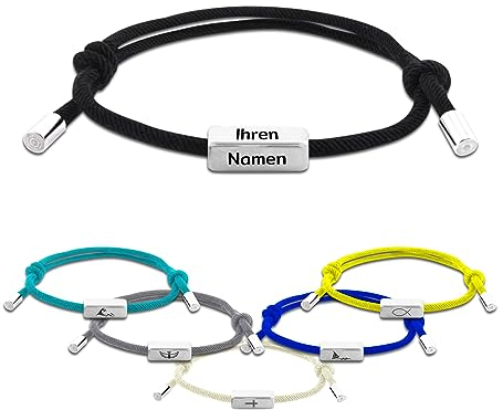 SpecialOnly Personalisiertes Armband mit Namen Gravur,10 Symbole Surferarmband Personalisiert,Verstellbar persönlicher Armband mit Buchstaben,Geschenk für Kommunion, Surfer, Jungen, Damen