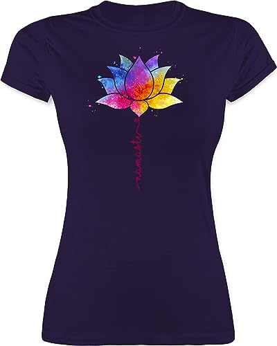 Shirt Damen - Namaste Lotusblüte I Meditation I Yoga I Mandala Spirit - S - Lila - Geschenke Wellness für Frauen Yoga-Shirts Joga Lotus Tshirt t Shirts Fans lotosblüte Funshirt spirituell