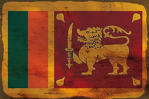 AGDeko® Blechschild Sri Lanka Flag Fahne Flagge Sri Lanka Rost Größe 30x20 cm
