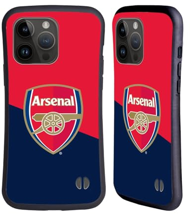 Head Case Designs Offizielle Arsenal FC Logo Blau Und Rot Wappen 2 Hybride Handyhülle Hülle Huelle kompatibel mit Apple iPhone 15 Pro Max