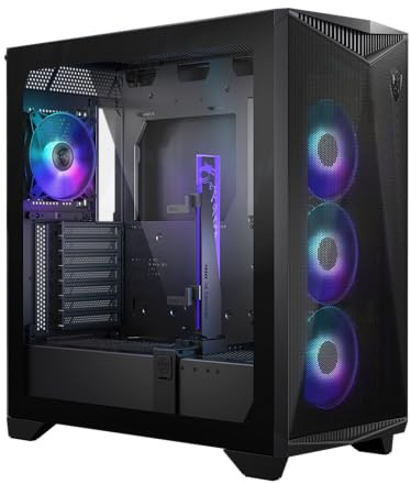 MSI MPG GUNGNIR 300R Airflow - Premium Mid-Tower Gaming PC Case - Tempered Glass Side Panel - ARGB 120mm Fans - Liquid Cooling Support up to 360mm Radiator - Vented Front Panel