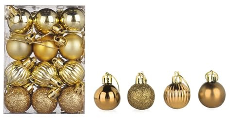 24 Stück Weihnachtskugeln Set 3cm Weihnachtskugel Christbaumkugeln, Weihnachtsbaum Kugel Dekoration Weihnachtskugeln für Weihnachtsbaum, Hochzeit, Partys, Wohnkultur, DIY Dekoration (A#Gold)
