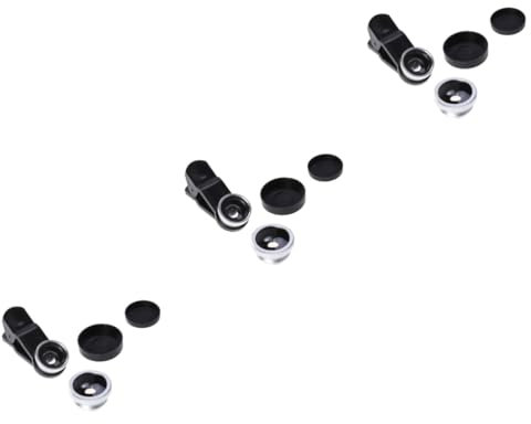 Amosfun 3pcs Professional Phone Camera Lens Wide Angle Macro Fisheye Clip Fit for Smartphones