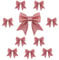 TOPWAYS 10PCS Christmas Bow Decorations, Pink Bows for Christmas Tree, Sequin Bow Ties, Xmas Decorative Bows Ornaments for Home Christmas Party 6.7in (Pink)