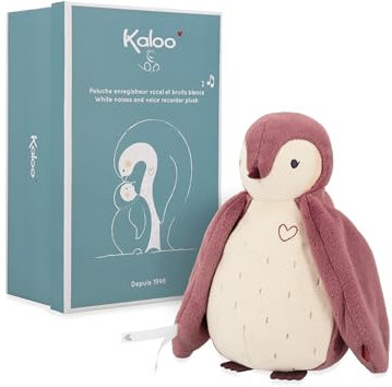 KALOO – Complices – Doudou bruits Blanc bébé et enregistreur Vocal - Manchot Rose - 25 cm - Dès la Naissance,K212005