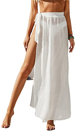 Jarseila Pareo Donna Gonna Lunga Elegante Spiaggia Wrap Sarong Chiffon Cover Up Copricostumi Mare Bikini Cover-Up 2025#A-Bianco-2025
