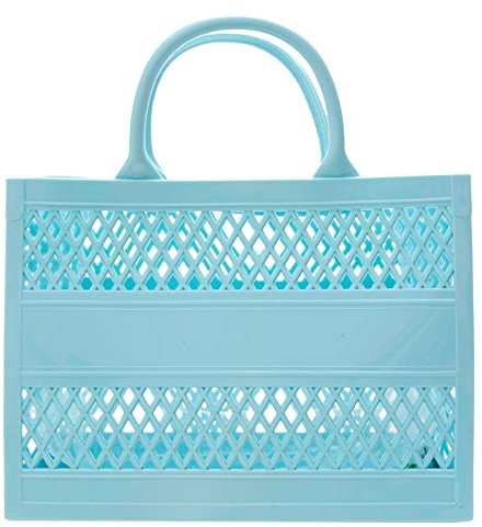 Pochette pour femme Motif léopard Mode Grande capacité PVC Sac à provisions Caoutchouc Silicone Sac de plage Pochette Portefeuille Téléphone Portable Sac à bandoulière, bleu clair, Einheitsgröße