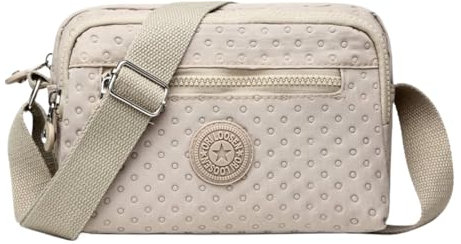 FAVORTALK Umhängetasche Damen Beige Kleine Umhängetasche - Crossbody Bag Nylon Multi Pocket Taschen Beige Messenger Handtaschen Wasserdicht Schultertasche Geldbörse für Alltag Büro Schule - DJB00913