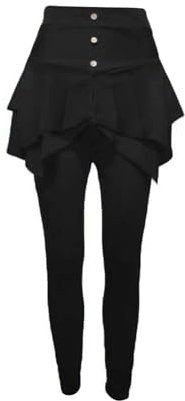 Generisch Yoga-Leggings für Damen, knielang, mit Fleece gefüttert, mit Rock, warme Leggings mit Rock, für Damen, Yogahose, Größe M, Schwarz , 56