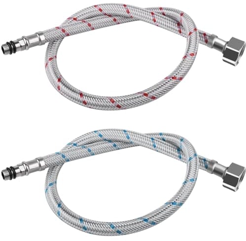 Unvtap Anschlussschlauch Armatur 2 Stück Flexschlauch 60cm, G1/2 x M10 Wasserhahn Schlauch Verlängerung, Flexschlauch Verlängerung, Panzerschlauch für Schlauch Wasserhahn Mischbatterie
